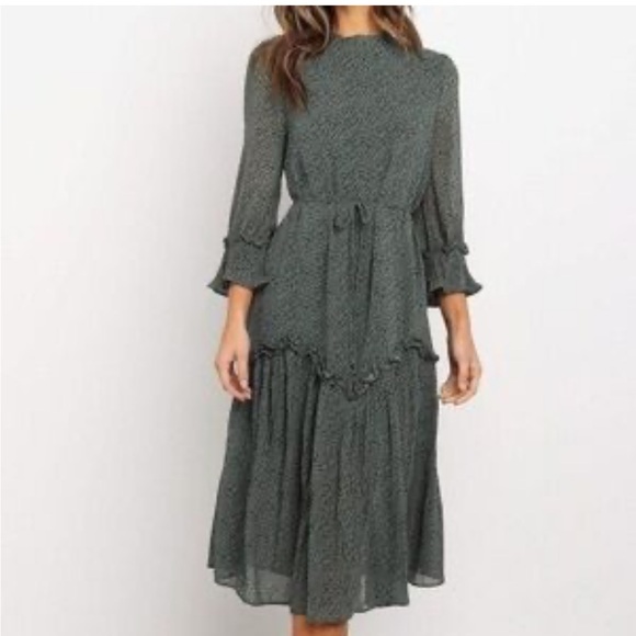 Anthropologie Bohme Green Pleated Sundress with Bishop Sleeves - Picture 12 of 12